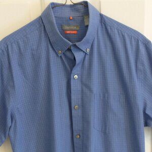 Van Heusen Men's Short Sleeve Button Down Shirt, Size Medium, Blue